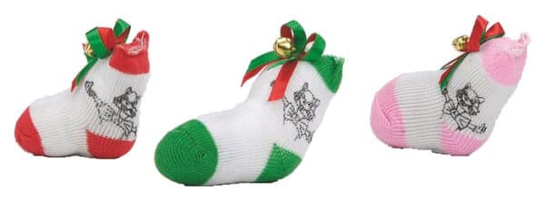 Chaussette coloree avec clochette et herbe a chats