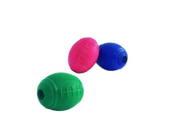 Balle de rugby a friandises en caoutchouc