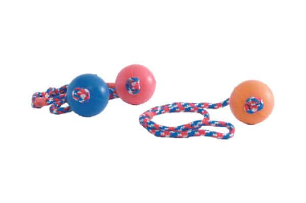 Balle en caoutchouc sur corde pour chiens 6.5 cm 60 cm