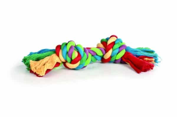Corde a jouer Rainbow pour chiens 20 cm - 2 noeuds - Beeztees