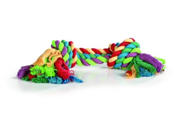 Corde a jouer Rainbow pour chiens 25 cm - 2 noeuds - Beeztees