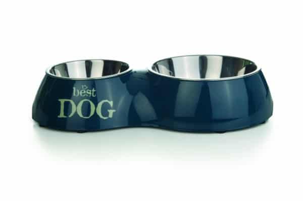 Gamelle double Best Dog en melamine pour chiens bleu 31 x 17.5 cm - Beeztees