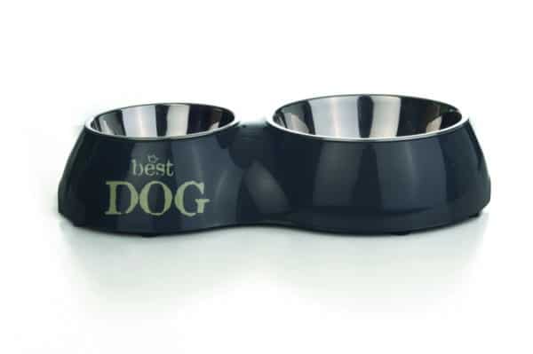 Gamelle double Best Dog en melamine pour chiens gris 37 x 22 cm - Beeztees