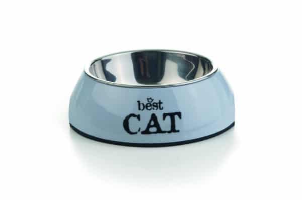 Gamelle Best Cat en melamine gris-bleu