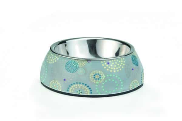 Gamelle Minipal en melamine pour chihuahuas et petits chiens bleu clair avec cercles enchevetres - Beeztees