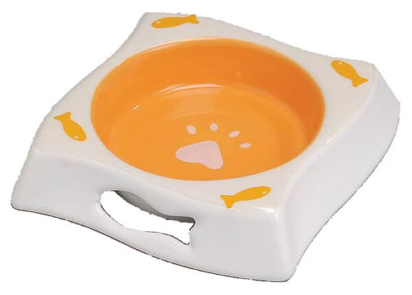 Mangeoire gamelle carree en ceramique pour chats