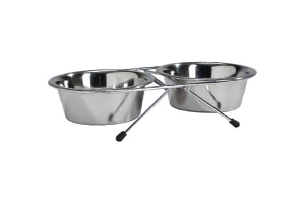 Duo de gamelles et support en inox, pour chiens 2 x 20 cm - 1.8 l - Beeztees