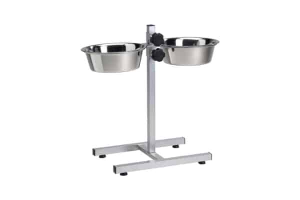 Support argent avec 2 mangeoires, gamelles en inox, pour chiens