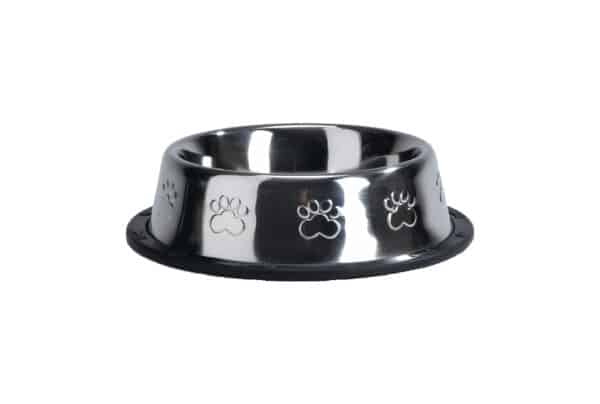 Gamelle en inox anti-dérapante pour chiens, avec motif pattes 17.5 x 9 cm - 0.90 l - Beeztees