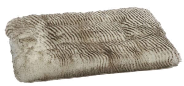 Tapis Cuddle en polar rayé brun et blanc, pour chiens 49 x 36 x 3.5 cm