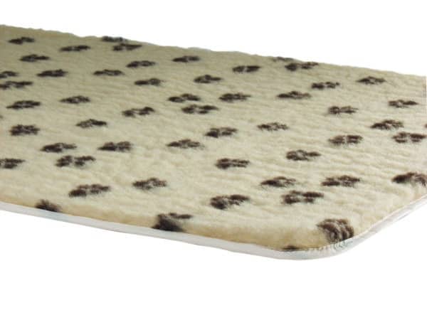 Tapis thermique à motif pattes avec bord ourlé, pour chiens beige 75 x 50 cm