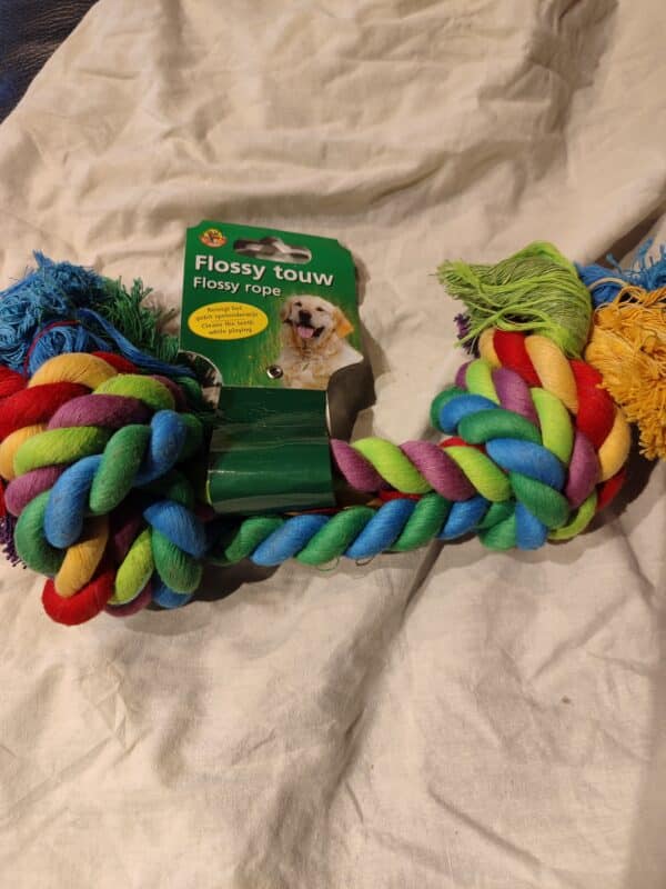 Corde à jouer Rainbow pour chiens 25 cm - 2 noeuds - Beeztees